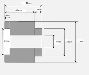 ALUMINIUM STREPPED SPACER  31mm OD - 42mm long OD 8.0 drilled hole CNC - Picture 1 of 4