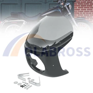 Unpainted Headlight Fairing Screen Windshield Universal Black 7" (18cm) Plastic - Picture 1 of 12