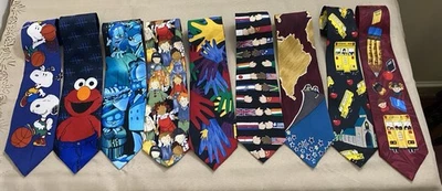 Lote corbata de regreso a la escuela para maestros autobús niños Elmo Snoopy Garfield 🍎 Foto 1 de 4