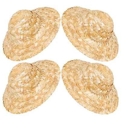  4 pezzi mini cappelli di paglia lavorati a maglia per bambole cappelli di - Immagine 1 di 4