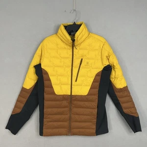 Black Yak Jacket Mens Medium Yellow Brown Goose Down Insulated Lightweight Coat - Picture 1 of 16