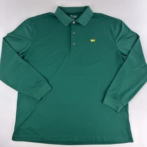 Masters Tech Polo Shirt Golf Green Long Sleeve Embroidered Logo Men's Size Large - Picture 1 of 7