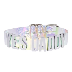 Buckle Custom Letter Dazzling 30MM Clear Necklace Laser Choker Collar Stylish - Picture 1 of 18