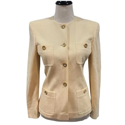 ESCADA by Margaretha Ley Blazer 复古处女羊毛纽扣前夹克尺寸 34 — 第 1/4 张图片