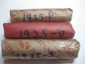 3 rolls  ( 150 coins ) 1925-P,25-D,25-S   Lincoln cents avg. cir's - Picture 1 of 1
