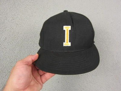 Vintage Iowa Hawkeyes Hat Black Mens Size 7 1/2 Cap Fitted Made in USA 90s - Image 1 of 4