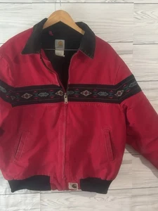Carhartt Jacke Herren XL Southwest Aztec Santa Fe Bomber J77 Rot Vintage Mantel - Bild 1 von 6
