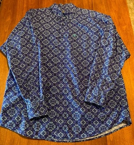 Ariat Shirt Mens Lg Blue Long Sleeve Button Up Western Geometric Cotton - Picture 1 of 6