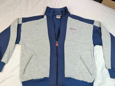 Редкий винтажный большой Reebok толстовка куртка мужская молнии Athletic синий серый  - Изображение 1 из 4