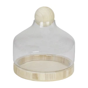 Northlight 12.5" Cristal Transparente Huracán con Tapa y Base de Madera Decorativa - Imagen 1 de 5