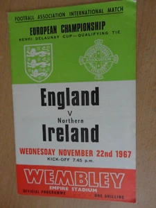 Football programme ENGLAND VS IRELAND NOV 22ND 1967 EUROPEAN HENRI DELUNAY CUP - Picture 1 of 2