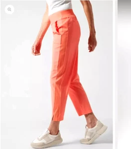 Athleta Women Size 14 TALL Brooklyn Ankle Pants Sunset Glow Orange Pull on 32" L - Picture 1 of 14