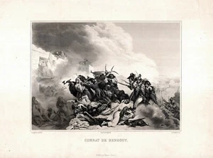 c1850 Combat de Benhout 1799 Campaña egipcia Napoleón Pinchazo de acero Escena de batalla - Imagen 1 de 1