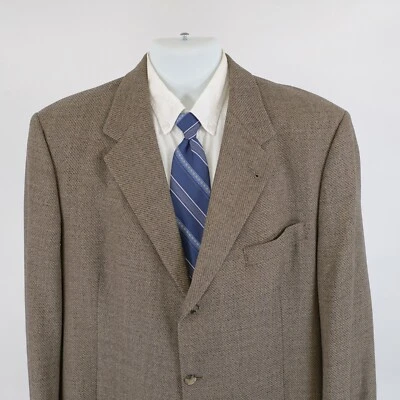 Abrigo Deportivo Hart Schaffner Marx Tweed Lana Gris Tostado Tejido 44L 3 Botones Foto 1 de 4