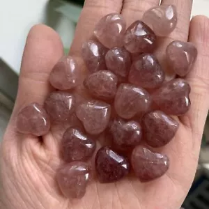 2 Stck. Natürliche Erdbeere Kristall Mini Herz Geschnitzt Quarz Kristall Reiki Heilung V - Bild 1 von 7