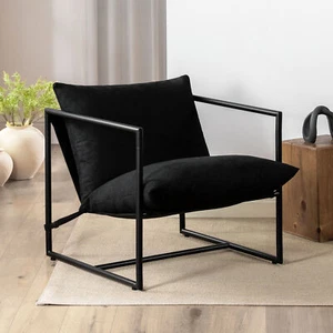 Zinus Aidan Sling Accent Chair / Metal Frame Armchair with Foam Cushion - Black - Picture 1 of 9
