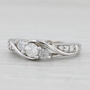 0.42ctw Diamond 3-Stone Engagement Ring 10k White Gold Size 6 - Picture 1 of 10