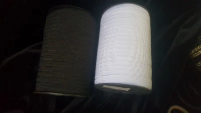 Wholesale ROLL 144  yards Roll Braided  elastic 1/4" Black White  - Image 1 of 2