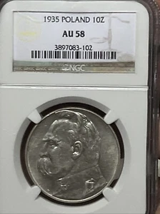 Poland 10 Zlotych 1935 NGC AU58 - Picture 1 of 7