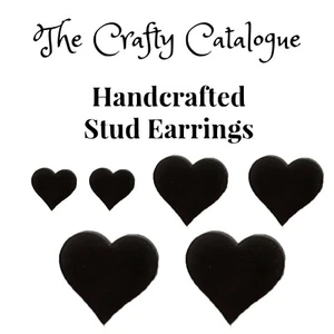 9mm/12mm/14mm Black & White Heart Studs/Hypoallergenic/Valentine's Day/Unisex - Picture 1 of 14