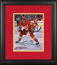 Sean Monahan Calgary Flames Framed Signed 8x10 Alternate Jersey Faceoff Photo