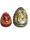 Hand Painted Wood Tiger Baboon Giraffe Nesting Egg Shaped Animal Stacking Toy