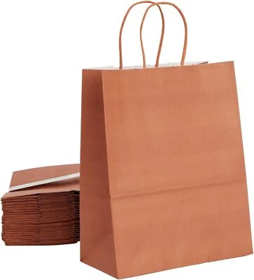 Paquete de 25 bolsas de regalo naranja quemado con asas, bolsas de papel de 8x4x10 pulgadas para... Foto 1 de 3