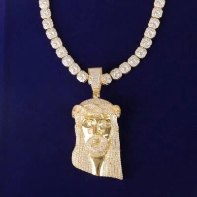 Colgante de Hip Hop Bling 5A Enchapado en Espalda Sólida Espalda de Lujo para Hombres 24k 925 Foto 1 de 3