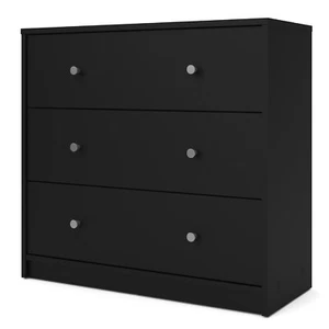 Cajonera Negra Para Ropa De Madera Con 3 Cajones Comoda Muebles Modernas Cuarto - Picture 1 of 7