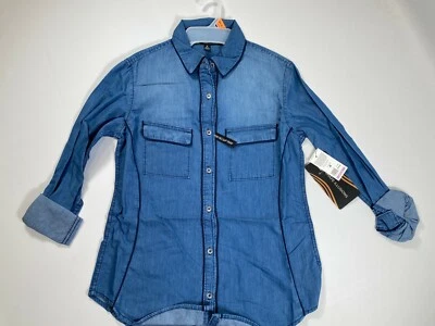 Womens LEE Riders Shape Illusions Blue Denim Button Up Shirt NEW! NWT Foto 1 de 2