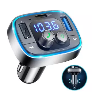 KFZ Bluetooth 5.1 FM Transmitter Auto Radio MP3 Player 2 USB Ladegerät Adapter - Bild 1 von 19