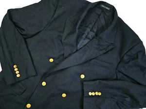 HOT VTG Men BURBERRYS STOCKWOOD DOUBLE BREAST GOLD BUTTONS WOOL NAVY BLAZER 44 L - Picture 1 of 15