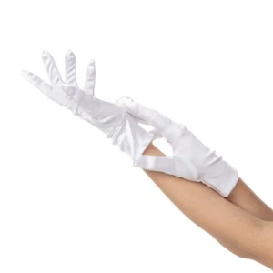 White Short Gloves Satin Elegant Fancy Dress Halloween Costume Party 1920s - Picture 1 of 1