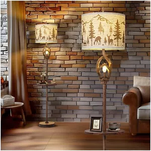 Vintage Deer Antlers Floor Lamps for Living Room with Night Light, Rustic Tal... - Picture 1 of 8