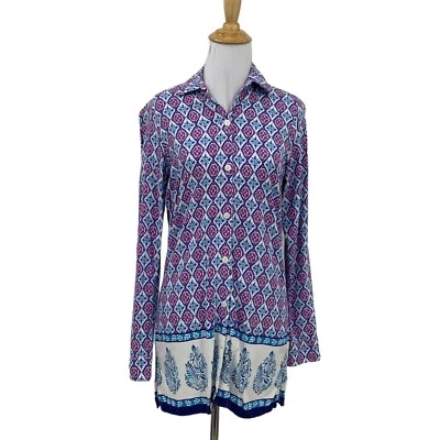 Tommy Bahama Cover Up Swim Tunic Dress S Small Rayon Mixed Media Button Up Top - Image 1 of 4