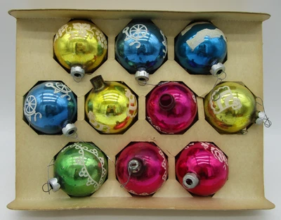 Plantilla de mica vintage de vidrio adornos navideños brillante ¿brite? Lote de 10 Foto 1 de 4