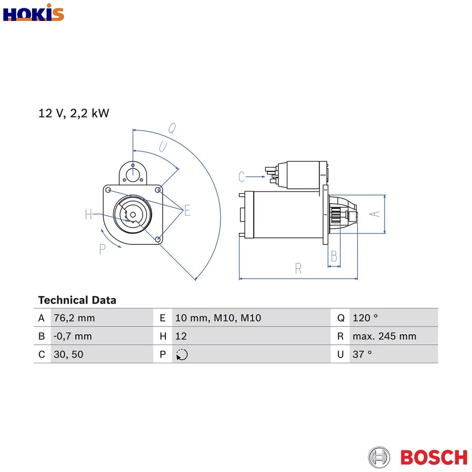 STARTER 0 986 025 370 FOR VOLVO V50 V60/Van/I C30 S80/II XC60/VAN/SUV S60 C70 - Image 1 of 4