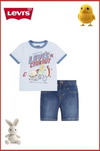 Conjunto de camiseta y pantalones cortos con gráficos de cocina de manga corta para niños pequeños Levi's® talla 4T - Imagen 1 de 3