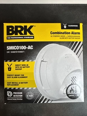 BRK SMICO100-AC Hardwired Pack of 1 Smoke Alarm New In Box - Image 1 of 3