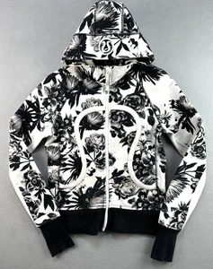 Lululemon Scuba Hoodie 8 Floral Black White Brisk Bloom Full Zip Jacket LW4C68S - Picture 1 of 9