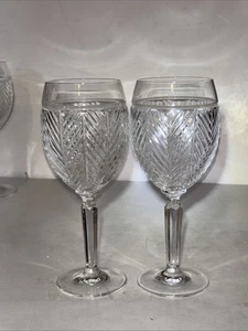 2 Ralph Lauren Crystal Herringbone Signed Wine water, goblets 8.25” Tall EUC - Picture 1 of 14