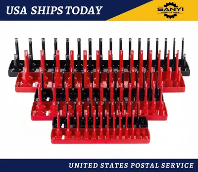 OTOEZ 166 Socket Organizer Tray Rack Durable Storage Holder Metric SAE 1/4 3/8 1/2