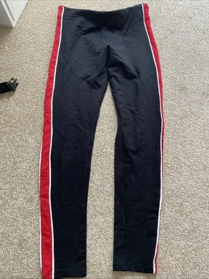 H&M Divided Leggings Ladies Size Small Sports Style Red Stipe - Image 1 of 3
