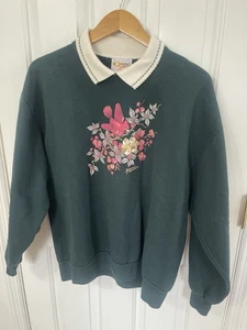 Top Stitch by Morning Sun Vintage Sweatshirt Womens Large Collared Cardinal - Picture 1 of 5