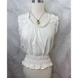 Top Recortado De Colección Blanco Pradera Cottagecore Boho Parte Inferior Calada Talla M Folk - Imagen 1 de 13