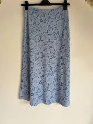 TED BAKER Midi Skirt Womens TB 2 UK 10 Blue Bonded Lace Lined NEW - Image 1 of 4