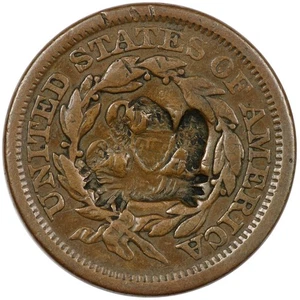 1847 Braided Hair Large Cent, EAGLE Counterstamp, Brunk ETC-14 - Picture 1 of 2