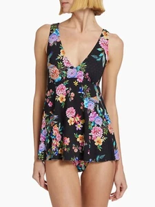 Johnny Was nero back tie skirted one piece bathing suit for women Sz L - Picture 1 of 5