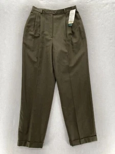 Vintage Lauren Ralph Lauren Dress Pants Women's 10P Green Wool Pleated Trouser - Picture 1 of 18