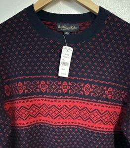 NWT Brooks Brothers Fair Isle Nordic Sweater Men's Medium Merino Wool - Picture 1 of 7
